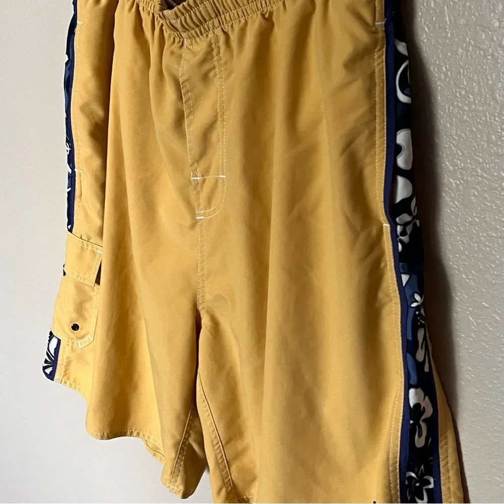 Newport Blue Golden Yellow with Blue Stripe Board Shorts Swim Trunks Size XL